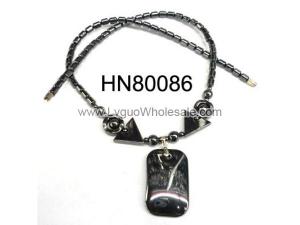 Hematite Hangtag Stone Pendant Necklace